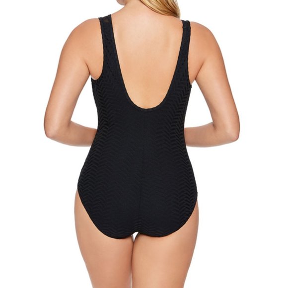 NWT Longitude Sweetheart Mesh Black One Piece Swimsuit - Picture 2 of 10
